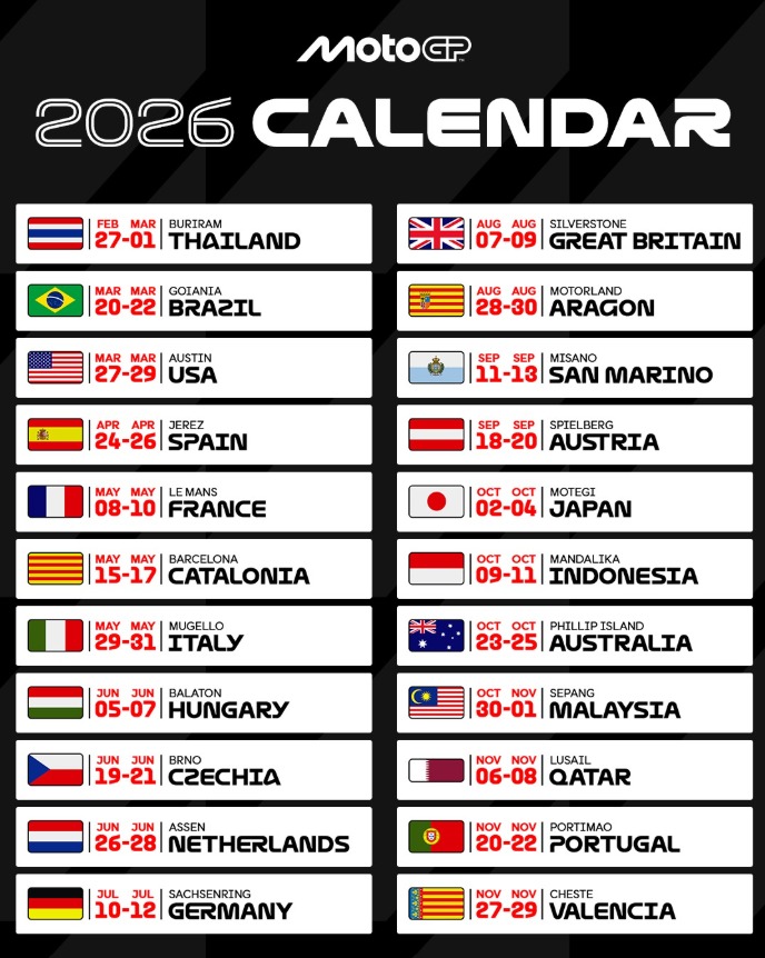 Calendario de MotoGP 2026